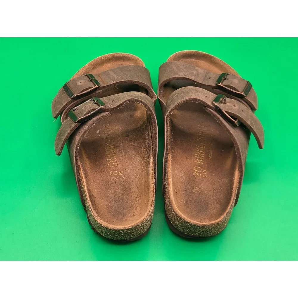 Birkenstock Arizona Kids Sandals Size 28 C10 Brown Metallic Two Strap Slides